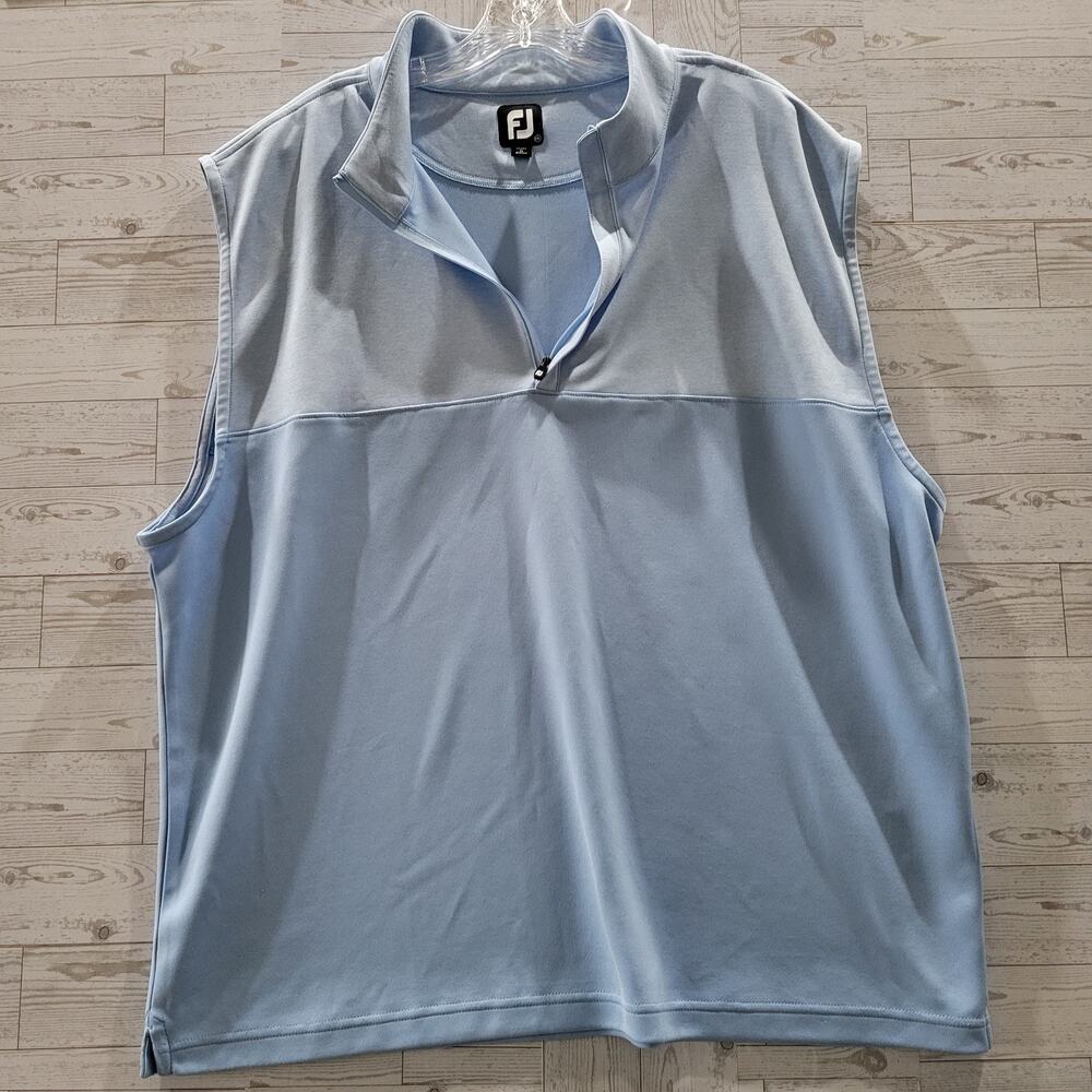 FootJoy 1/4 Zip Golf Vest Mens 2XL Light Blue Colorblock Pullover Breathable FJ